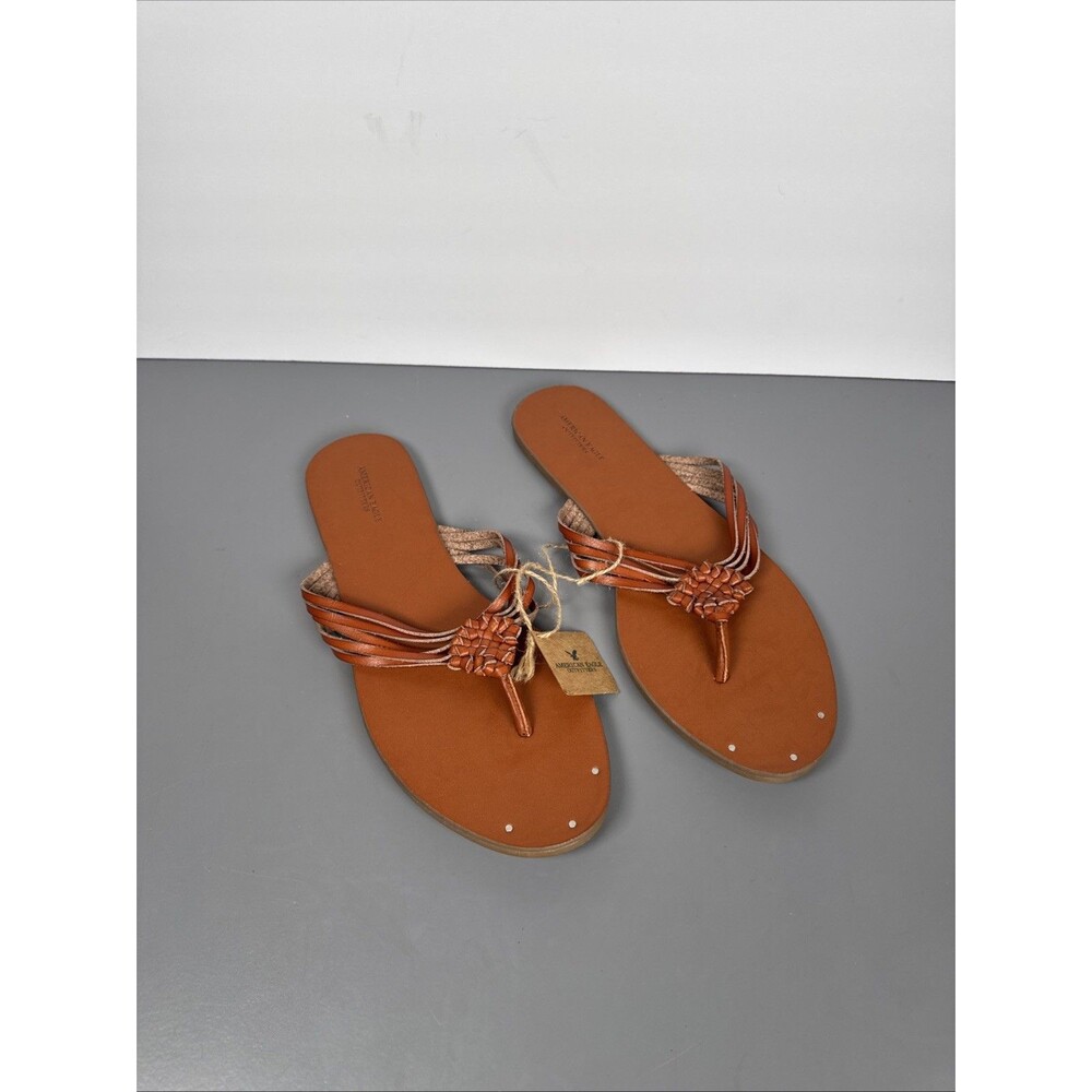 American Eagle AE Braided Faux Leather Sandals Thongs Slip on Shoes Sz‎ 10 - NWT